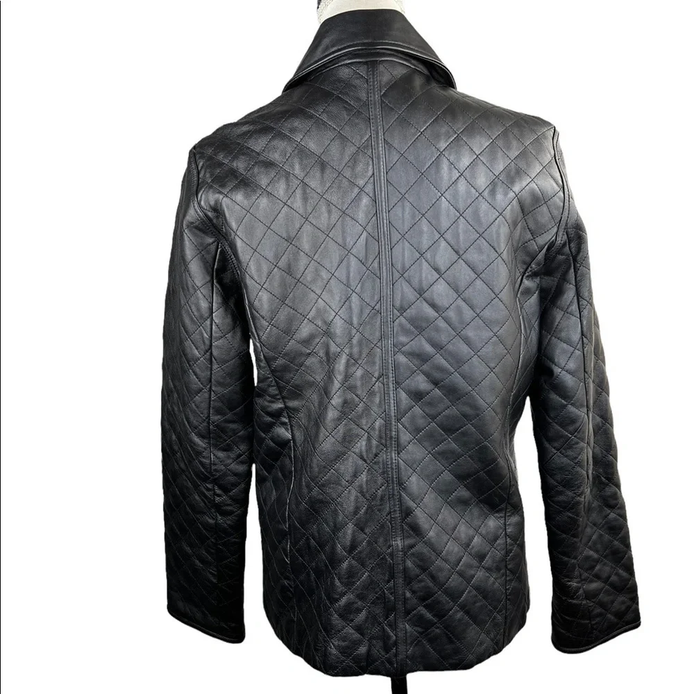 Siena Women’s Black Quilted Leather Jacket - Picture 2 of 11